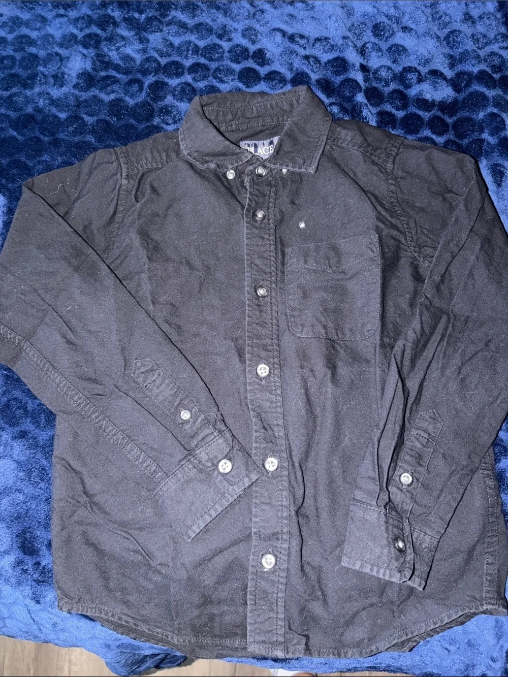 The Children's Place Black Button-Front Long Sleeve Shirt